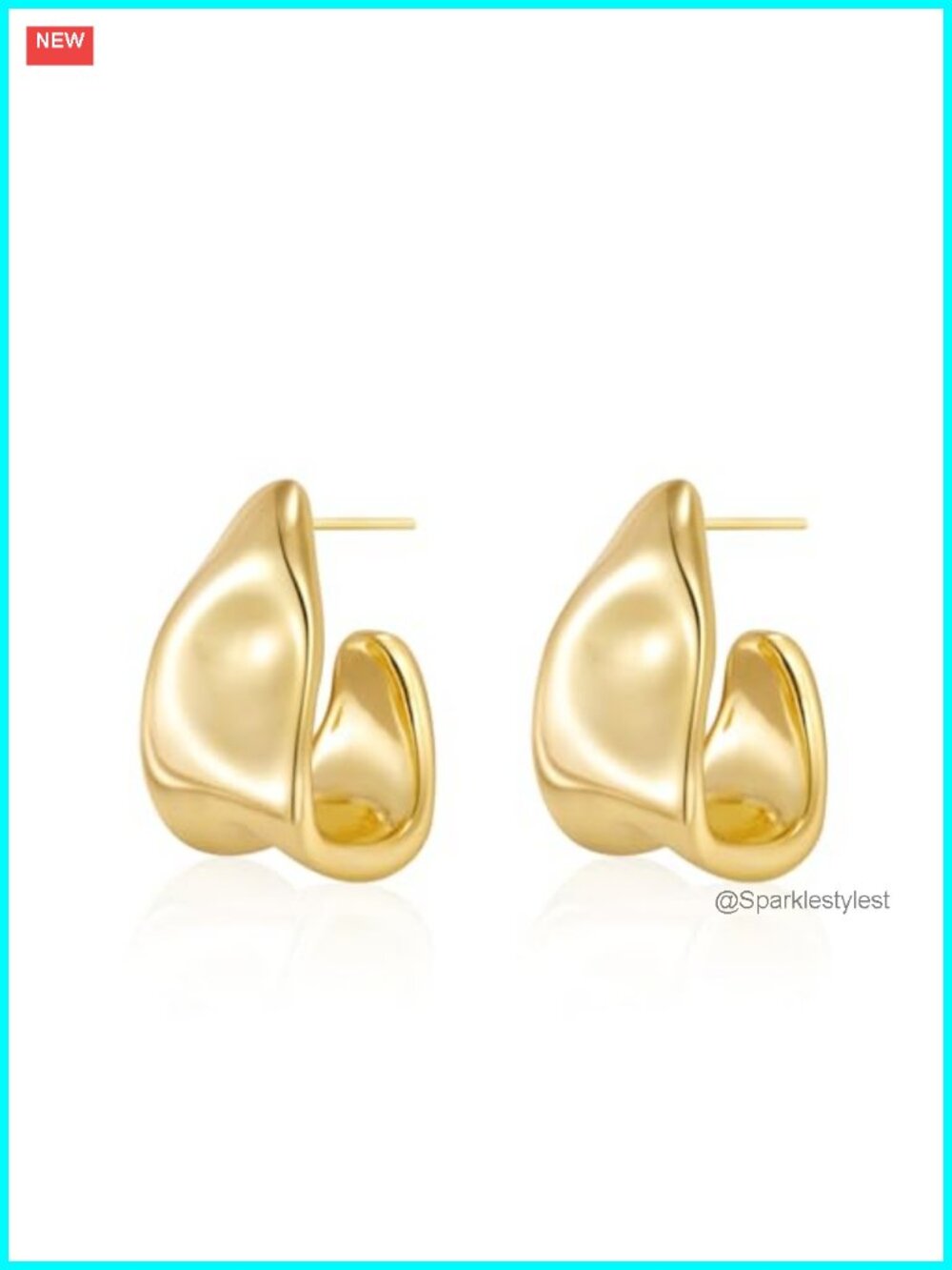 Chunky Gold Stud Earrings for Women 14k Gold Plated Hypoallergenic Statement